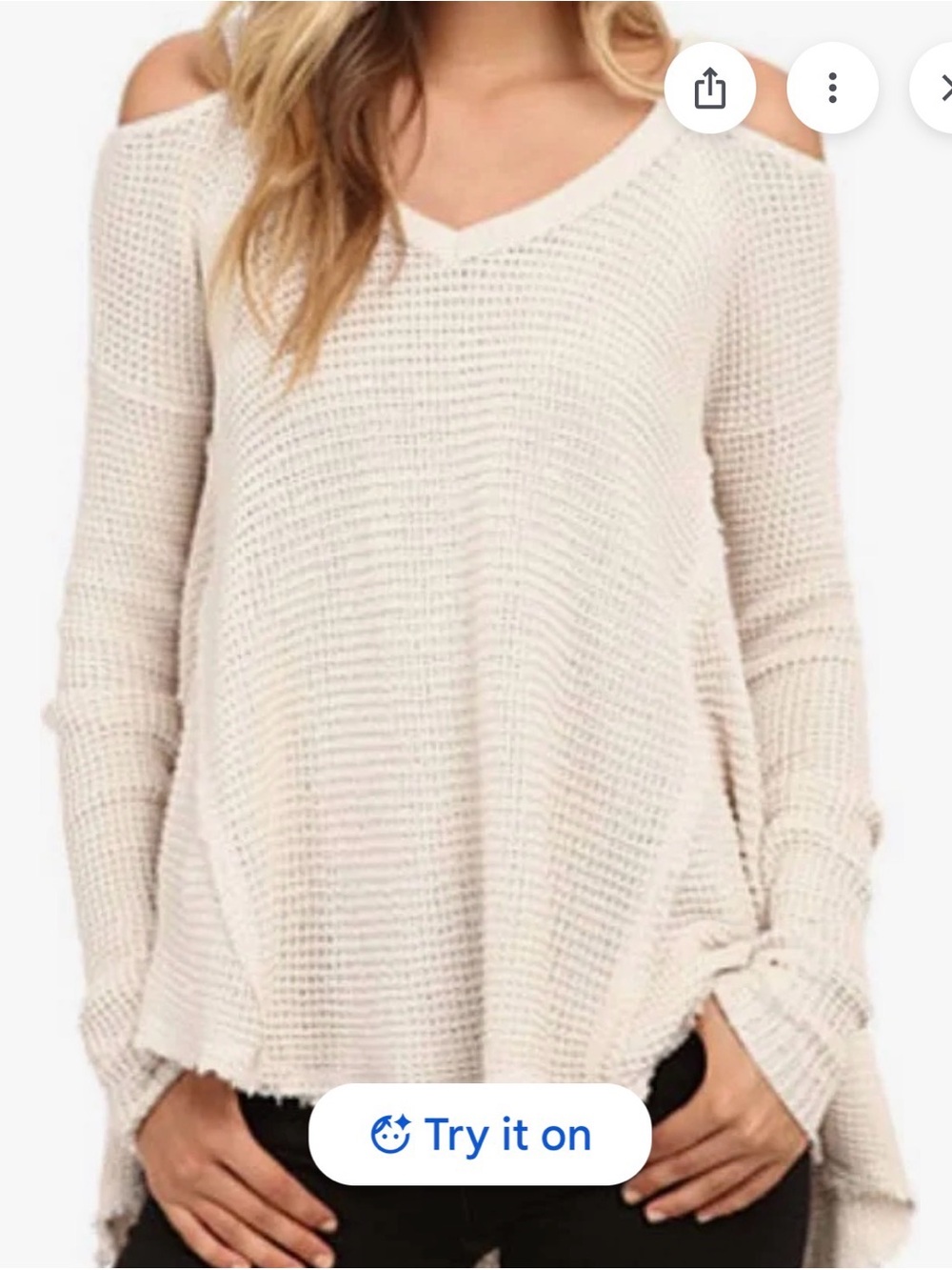 Free People Moonshine Cold Shoulder Waffle Knit Sweater